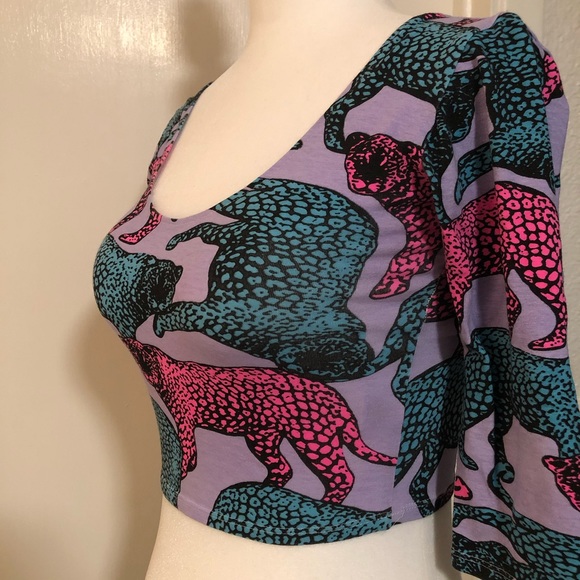 Nasty Gal Neon Leopard Print Crop Top - Picture 6 of 7